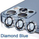 Iphone 14 - blauw - glitter - camera lens - Lens beschermer - metaal - Telefoon accessoires