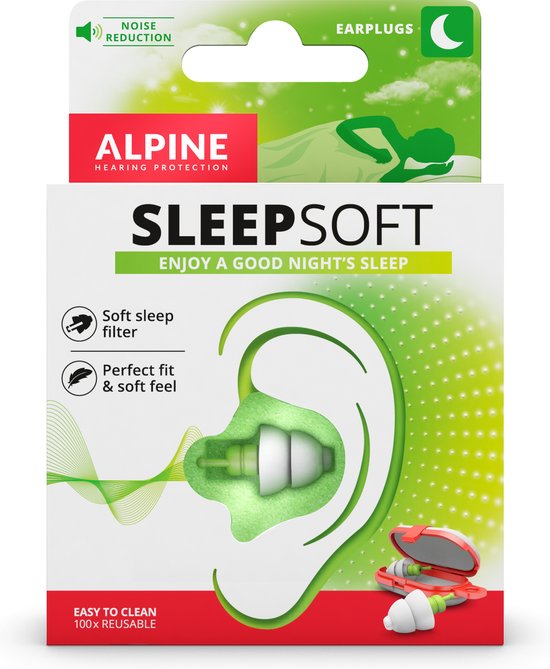 Alpine SleepSoft - Slaap oordoppen - Dempt snurkgeluid - SNR 25 dB - 1 paar