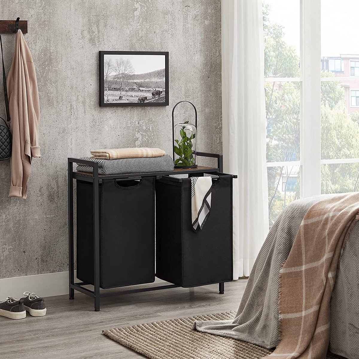 Dubbele wasmand met plank bestel HIER online