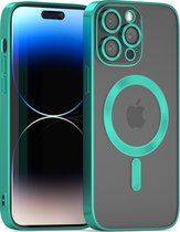 Coverzs telefoonhoesje geschikt voor Apple iPhone 12 Pro Magneet hoesje met camera cover - magnetisch hoesje - groen