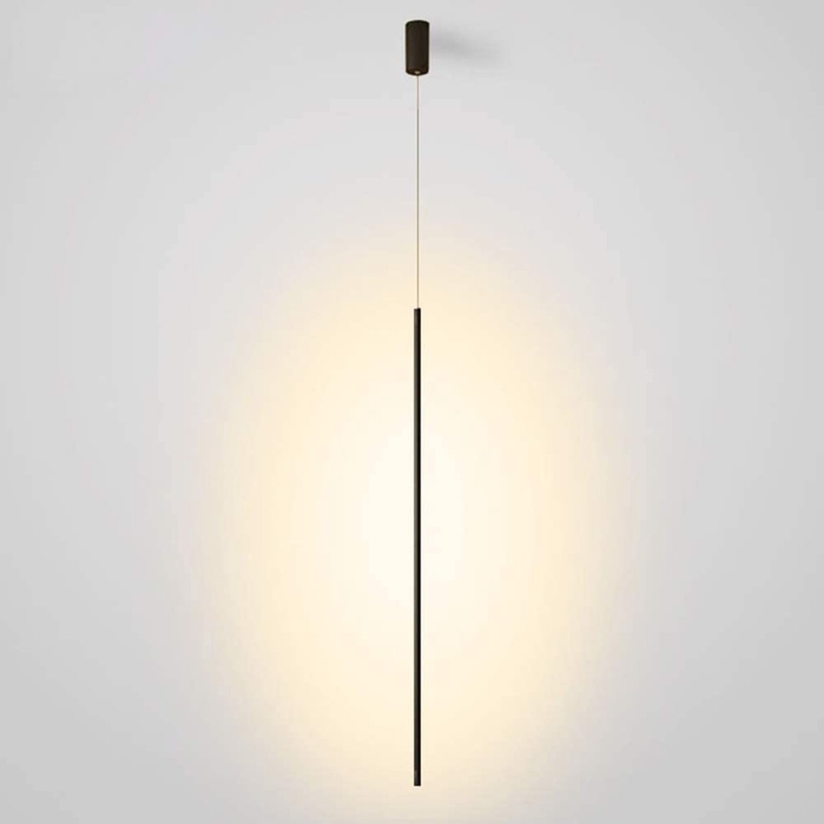Enkele slanke hanglamp, minimalistische slaapkamer