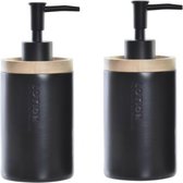 Pompe/distributeur de savon - 2x pièces - polystone - noir - 8 x 18 cm