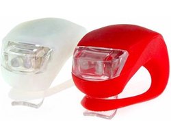 Fietslampjes LED - set wit en rood - waterdicht - inclusief batterijen
