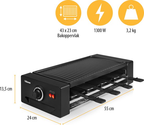Tristar Gourmetset - RA-2736 - Bakplaat 8 personen - Pizzarette 8 personen - Incl 8 pannetjes - 1300W - PFAS-Vrij — afbeelding 3