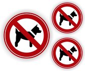 Stickers verboden voor honden set van 3 stickers.