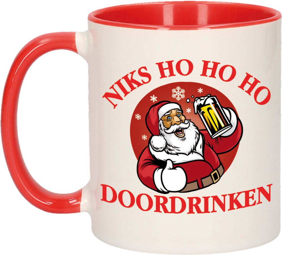 Bellatio Decorations Koffiemok - Doordrinken - 300 ml - keramiek - kerstcadeau - kerstmis