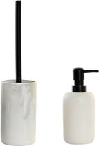 Items - Toiletborstel houder 38cm en zeeppompje 300 ml marmer-look wit