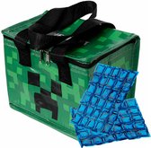 Puckator Kleine lunch koeltas met 2x flexibel koelelement - Minecraft print - 4,4 liter