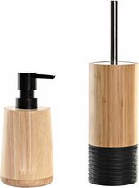 Items - Toiletborstel met houder 38 cm en zeeppompje 290 ml bamboe/rvs