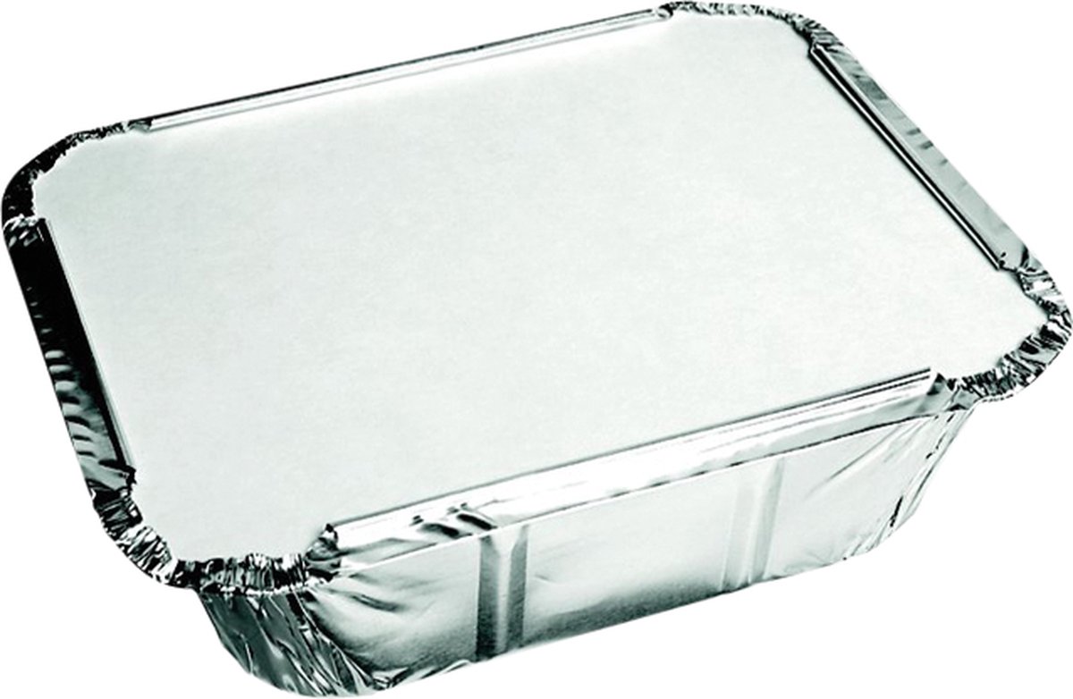 Bak - Aluminium - met deksel - 140x120x40mm - zilver - Voordeelverpakking - 12 x 25 stuks