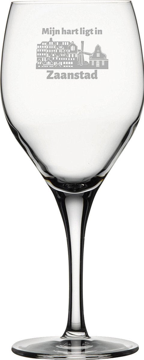 Gegraveerde witte wijnglas 34cl Zaanstad