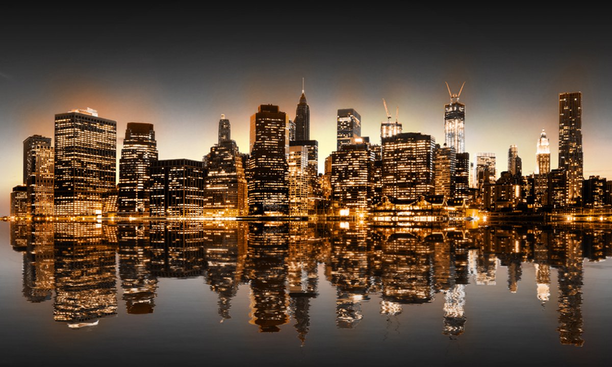 Fotobehang - New York en goud.