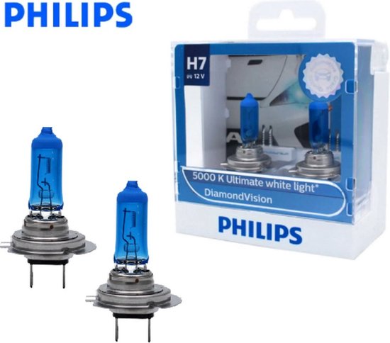H7 55 Watt Philips Diamond Vision lampen 12V – Helder Wit licht 5000K –  Xenon look –... | bol.com