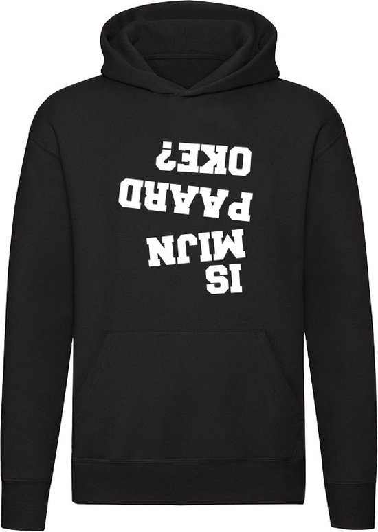 is mijn paard oke? | Manege | Paarden | Horse | Paardrijden | Dieren | Unisex | Trui | Sweater | Hoodie | Capuchon | Zwart