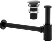 Lavabo siphon - avec bouchon de vidange - noir mat