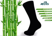 12 x MIVES Bamboe Sokken Naadloos - Unisex - 12 paar - ZWART - Maat 41-46 - Bamboe 84%