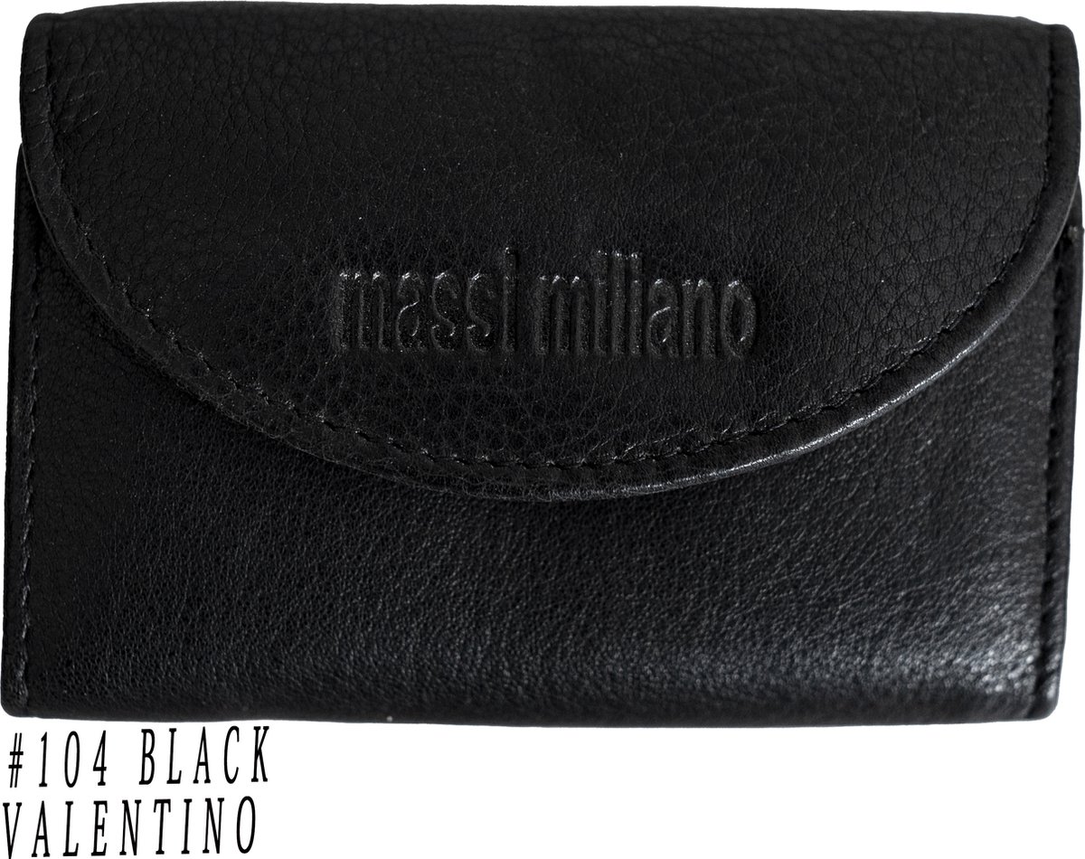 Massi Miliano Kleine Portemonnee Unisex Nappa Leer Zwart - (A1-04-6)9,5X2X6CM - -