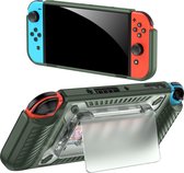 YONO Grip Case geschikt voor Nintendo Switch OLED - Ergonomische Console Hoesje met Game Card Opberging en Standaard - Beschermhoes Accessoires - Donkergroen