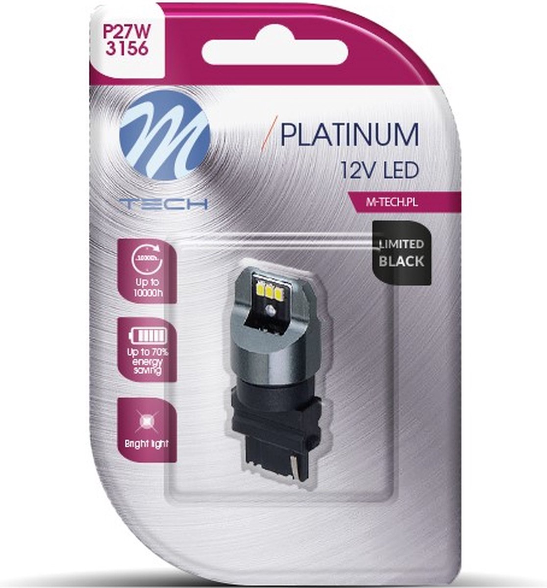 M-Tech LED - P27W 3156 12V - Platinum - 6x Led diode - Canbus - Wit