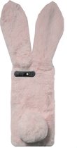 ADEL Siliconen Back Cover Softcase Hoesje Geschikt voor Huawei Y6 (2018) - Roze Konijn Pluche Stof