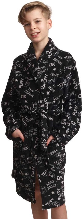 Kinderbadjas Game Zwarte Badjas Jongens Fleece Game Badjas 