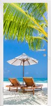 Deursticker Palmboom - Strandstoel - Parasol - 90x215 cm - Deurposter
