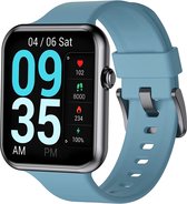 SAMTECH Smartwatch - Heren & Dames – horloge – met HD Touchscreen - Stappenteller, Calorie Teller, Slaap meter – Geschikt voor Samsung, iPhone, Apple iOS, Android en meer - Blauw/Groen