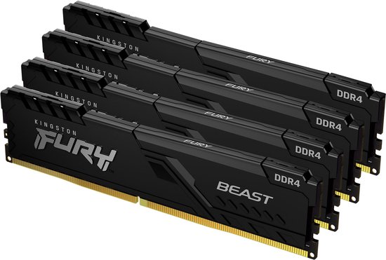 Kingston Technology - FURY Beast - 4 x 32GB, DDR4-3200, CL16, 288-Pin, DIMM