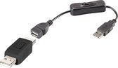 Renkforce USB-kabel USB 2.0 USB-A stekker, USB-A stekker 0.25 m Zwart Incl. aan/uitschakelaar, Vergulde steekcontacten