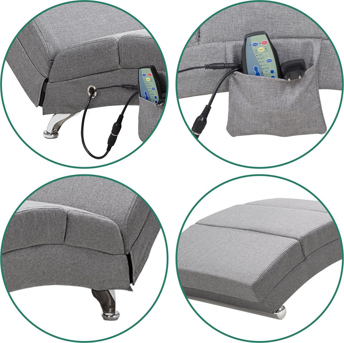 Afbeelding 2 van Casaria Relaxfauteuil Massage en Verwarming Grijs