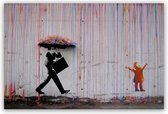 Peinture Banksy - Pluie colorée - 180 x 120 - Peinture sur toile