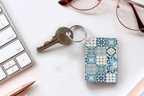 Porte-clés - Fleurs - Blauw - Design - Carrelage - Cadeaux - Plastique