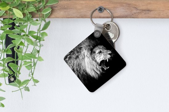 Porte-clés - Cadeaux - Lion - Portrait - Noir - Wit - Animaux - Plastique