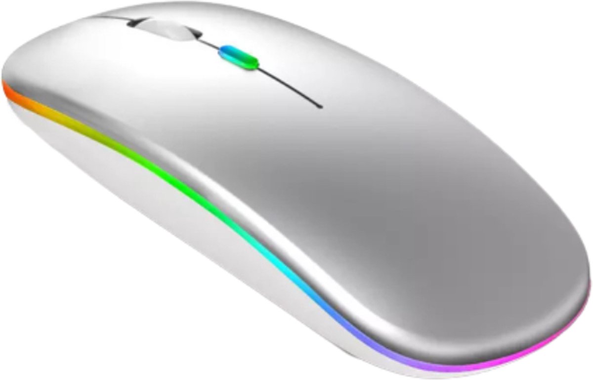 Draadloze muis zilver - Wireless mouse - Oplaadbare computermuis - Laptopmuis