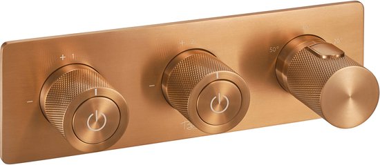 Ben Engraved Cross thermostaat afbouwdeel met omstelrichting geborsteld koper pvd-coating