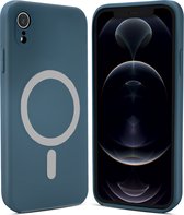 ShieldCase geschikt voor Apple iPhone Xr Magneet hoesje siliconen zijde - blauw - Backcover case - Shockproof hoesje - Zacht hoesje met oplaad ring