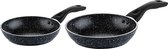 Westinghouse Pannenset - Zwart Marmer Koekenpan 20cm + Koekenpan 24cm  - Zwart Marmer - Koekenpannenset - Geschikt voor alle warmtebronnen inclusief inductie