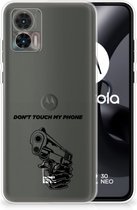Telefoonhoesje Motorola Edge 30 Neo Back Cover Siliconen Hoesje Transparant Gun Don't Touch My Phone