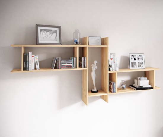 DUHARS Houten 4-laags wandgemonteerde kinderboekenplank, zwevende DUHARS Houten 4-laags wandgemonteerde kinderboekenplank, zwevende