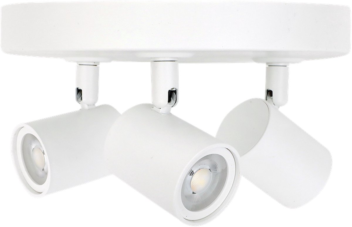 Opbouw Plafond Spot Drievoudig - Wit - Meegeleverde Dimbare GU10 Fitting (niet inwisselbaar) - Spotlight - 360 Graden Verstelbaar