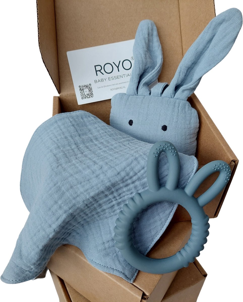 Houten Naamtreintje met Knuffel Rabbit Richie | Kraamcadeau