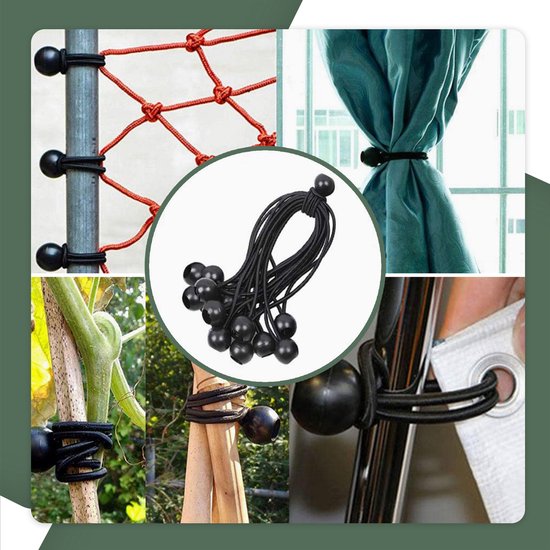 STACK Zeilspanner met Bal - 10 Stuks - Spanrubbers - Spanelastieken - Spanband voor Bootzeil/Zeil/Spandoeken/Schaduwdoek/Aanhangwagen/Tent - Koord Spanners - Tentspanner - Spanelastiek van STACK — afbeelding 3