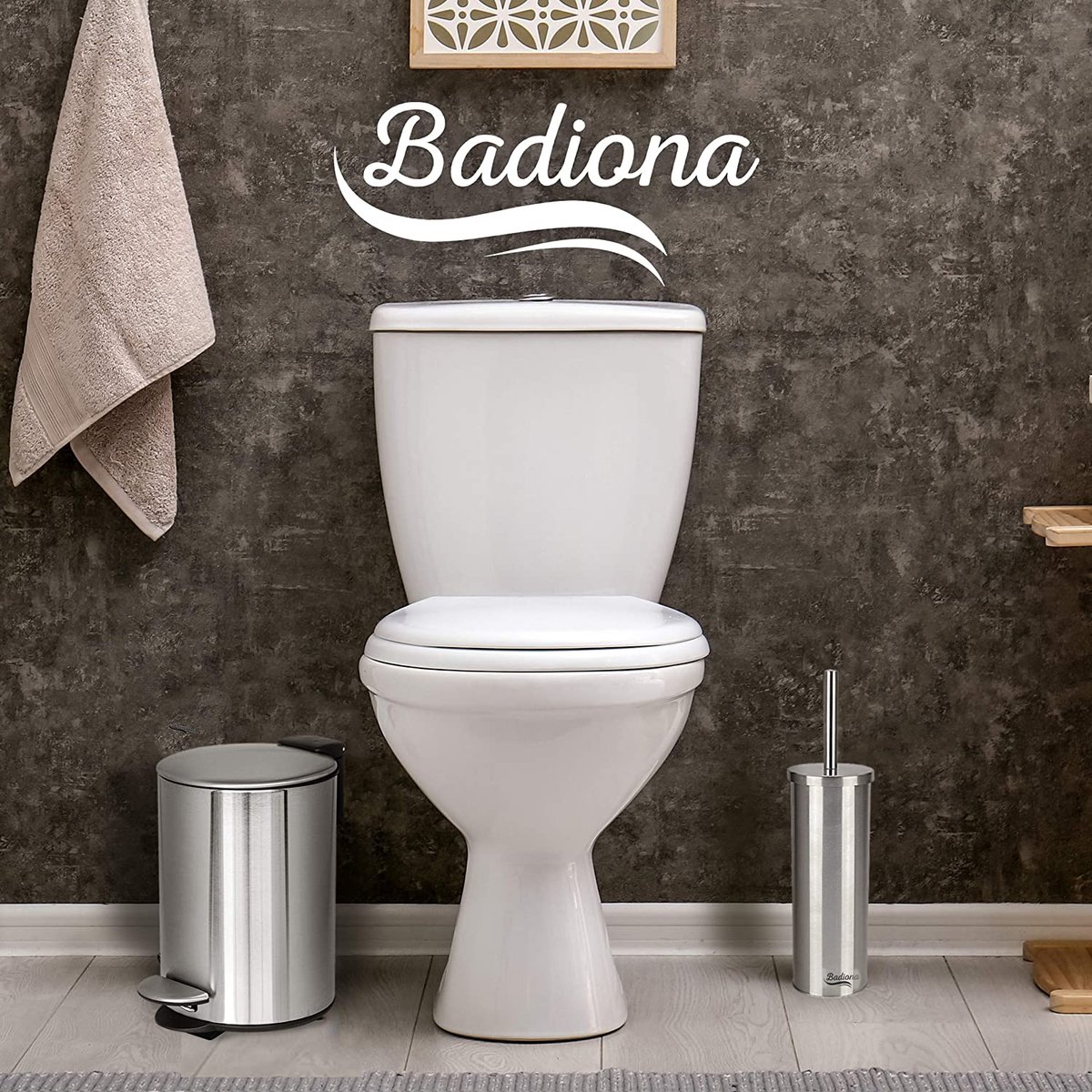 Goedkoopste BADIONA Cosmetica-emmer badkamer 3 l roestvrij staal automatische daling | badkamer prullenbak badkamer | afvalemmer badkamer zilver cosmetica prullenbak | badkamer prullenbak chroom | cosmetica-emmer metaal klein | 3 liter badafvalemmer