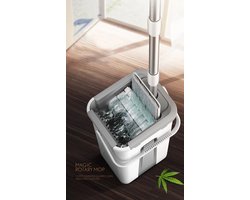 Borvat® | Auto Clean Mop | Dweil | 2 in 1 dweilsysteem | Voor alle vloertypes | 360° draaibare kop | wit |  Inc 2 Microvezeldoeken