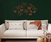 Wanddecoratie |Zwerm Vlinders / Flock of Butterflies| Metal - Wall Art | Muurdecoratie | Woonkamer | Buiten Decor |Bronze| 100x58cm