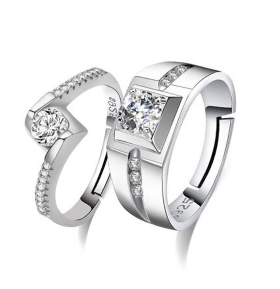 Ring dames | ring heren | zilveren ring dames en heren set | zilver 925 |  one size... | bol.com