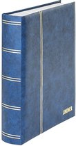 Lindner 1162S Postzegelalbum – Blauw - groot formaat – 30/60 blz. witte bladen - - luxe – gewatteerd Postzegels - insteekalbum - insteek - compact – stockboek