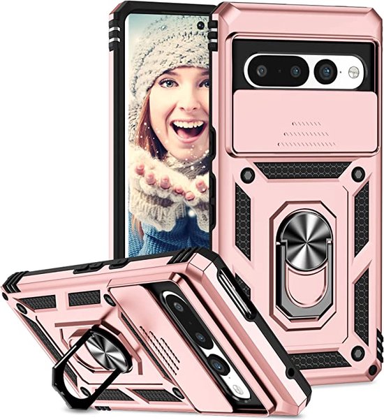 Google Pixel 7 Pro Shockproof Cover Hoesje met Slide Camera Cover en