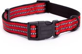 Nobleza Hondenhalsband - Klikhalsband voor grote hond - Reflecterend - Rood - verstelbaar tussen 50 en 70 cm - Maat XL