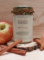 Handgemaakte - Apple Cinnamon - 100 % ecologische sojawas geurkaars - 190 gram - >50 branduren - J&K Soy Candles